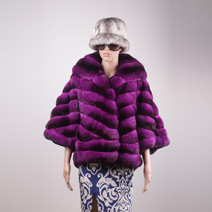 新款 年终大促 进口青紫蓝皮草紫色 七分袖外套上衣 bcc5844bj 热卖价