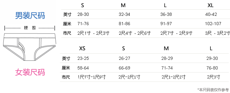 内衣尺寸对照表