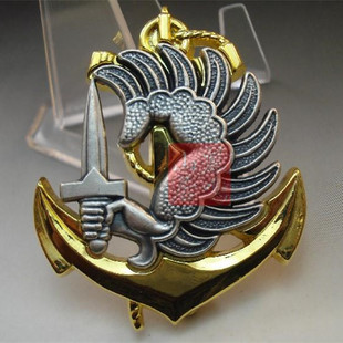 军版法军精锐法国海军陆战队空降兵海军伞兵突击队贝雷帽帽徽￥9