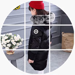 猪九戒旗舰店童装中大童中长款棉衣2016新款冬季男童女童加厚棉筏