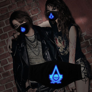 08秋冬夜光刺客信条口罩 青少年保暖口罩 男士骑行防尘纯棉透气口罩