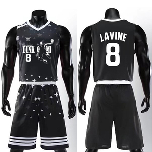 黑色个性拉文球衣团队篮球服男定制队服比赛服运动套装diy印字号