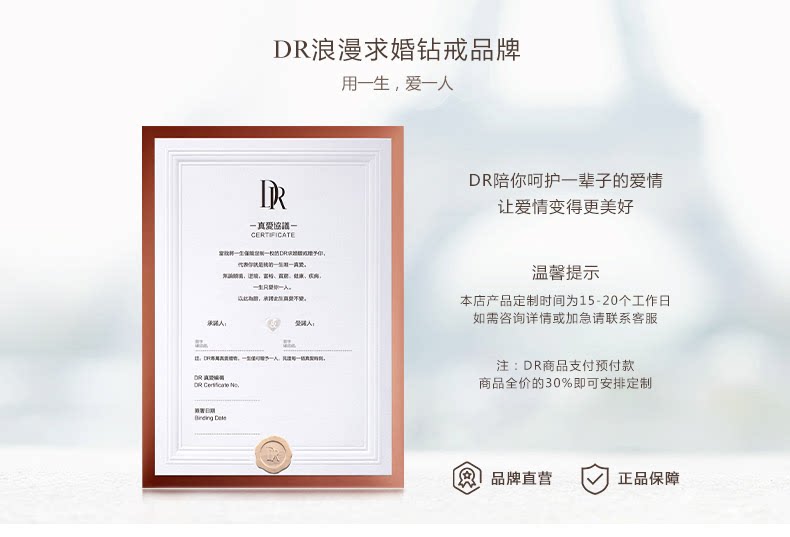 男士一生仅能定制一枚 DR 浪漫捧花 18K金 14分钻戒 图1