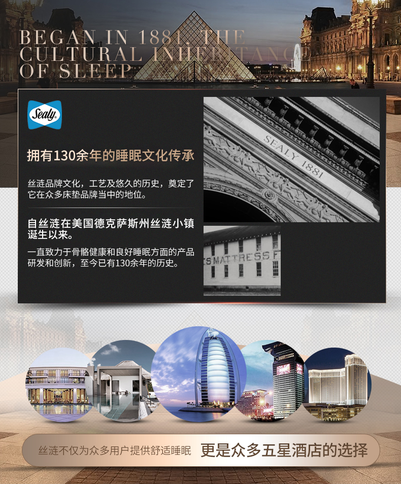 五星级酒店同款 美国丝涟 宝石臻选版 美姿弹簧护脊乳胶床垫 厚30cm 图2